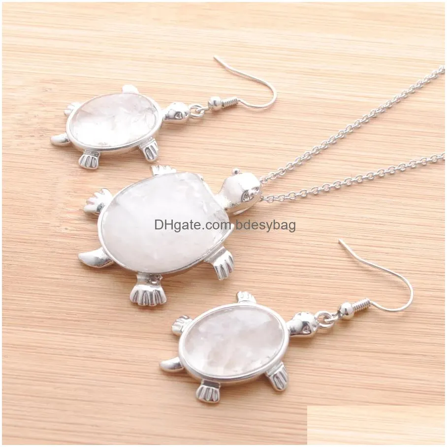 new arrivals bridal party jewelry set for women hanging earrings natural white crystal pendant dangle necklaces sets chain 45cm q3108