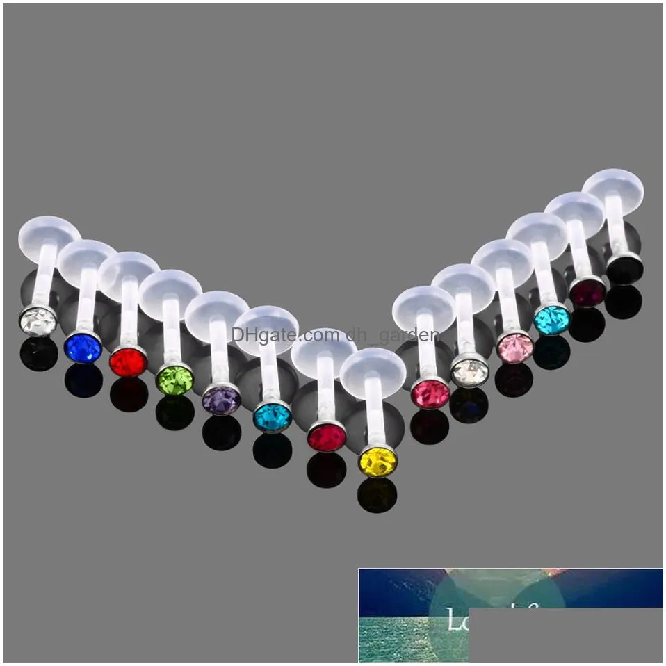 14pcs/lot bioplast flexible labret lip ring ear helix tragus cartilage studs piercing mixed color body piercing jewelry 16g factory price expert design