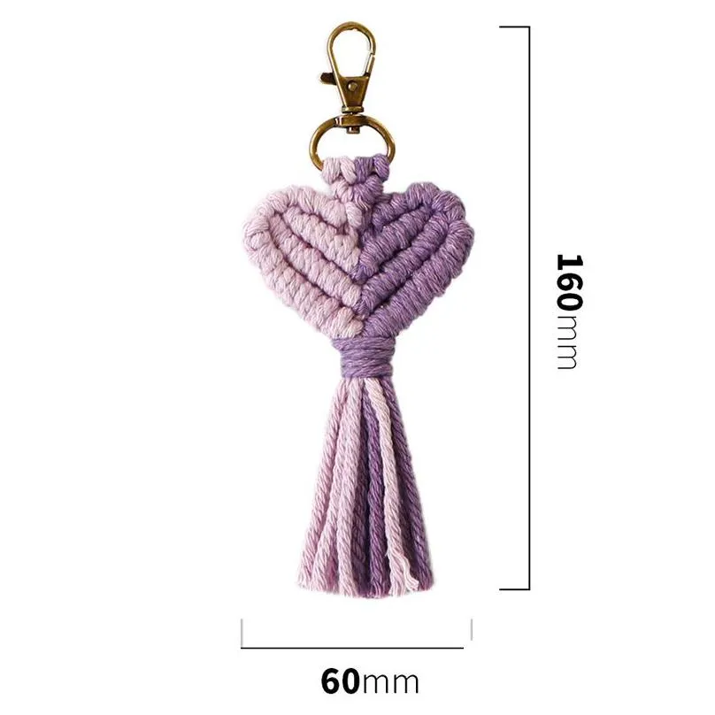 valentines day gift tassel keychain keyring creative heart shaped hand woven keychains luggage decoration pendant key chain