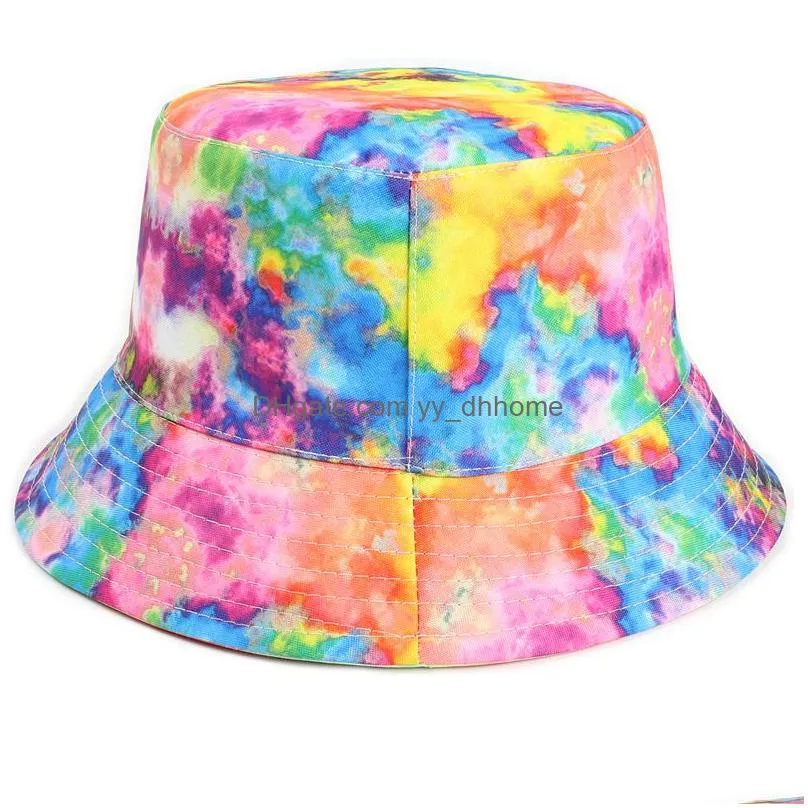 tie dye bucket hat fashion double sided painted outdoor casual cap sun hat wide brim hats