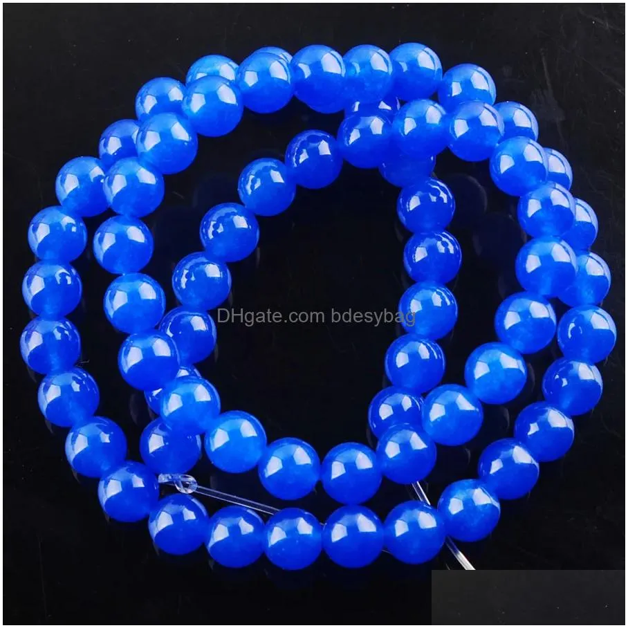 yowost natural blue jade loose beads stone round 6mm 8mm 10mm spacer strand for making bracelets necklace jewelry accessories bg301