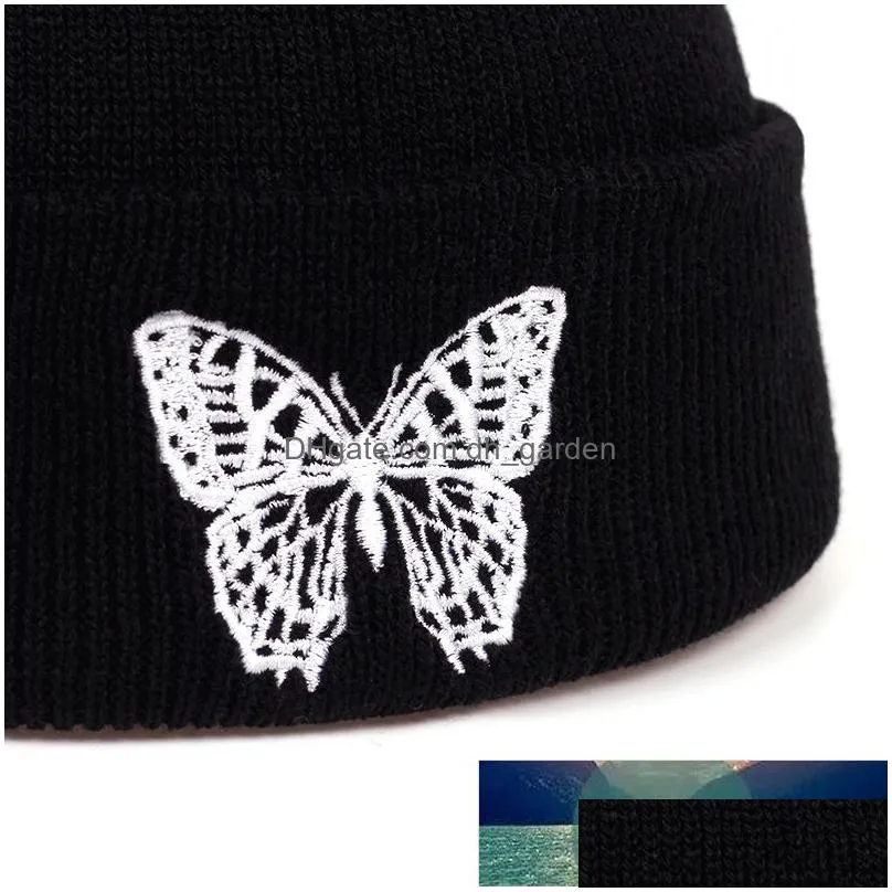 butterfly embroidery beanie hat new uni winter hats women men solid autumn beanies knitted hats skullcap hip hop wool hats factory price expert design