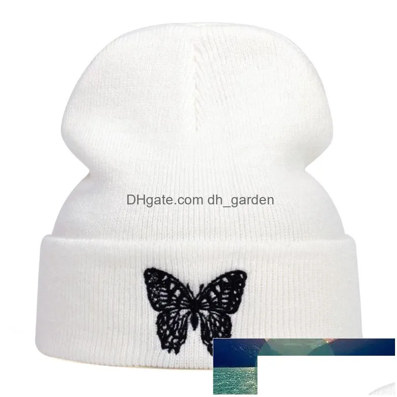 butterfly embroidery beanie hat new uni winter hats women men solid autumn beanies knitted hats skullcap hip hop wool hats factory price expert design