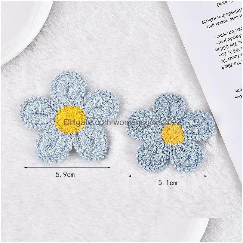 knitting flower embroideryes sewing notions hand crochet candy flowers sew on applique diy clothes hat headbands