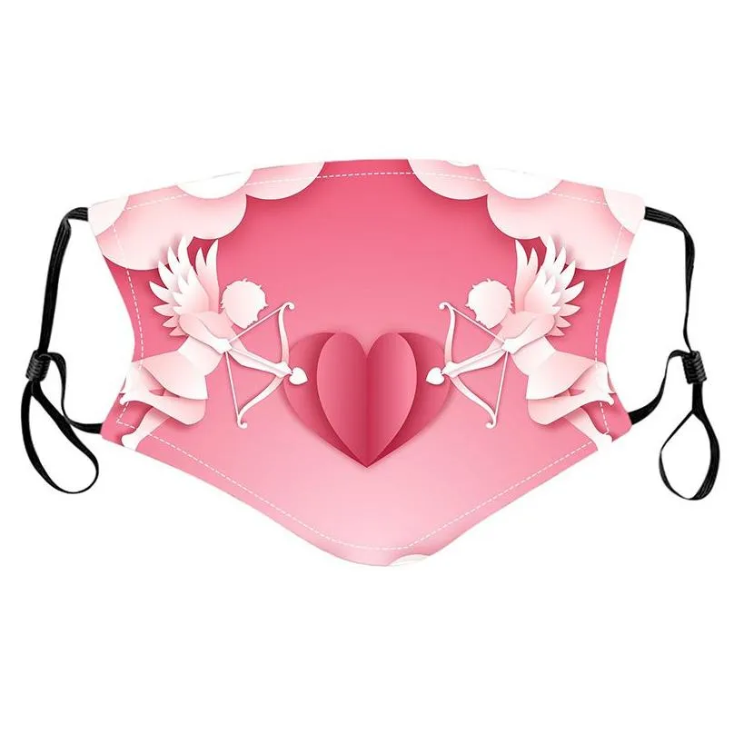valentines day mask for love embrace cupids heart printed outdoor dust cotton spun couple reusable with masks filter