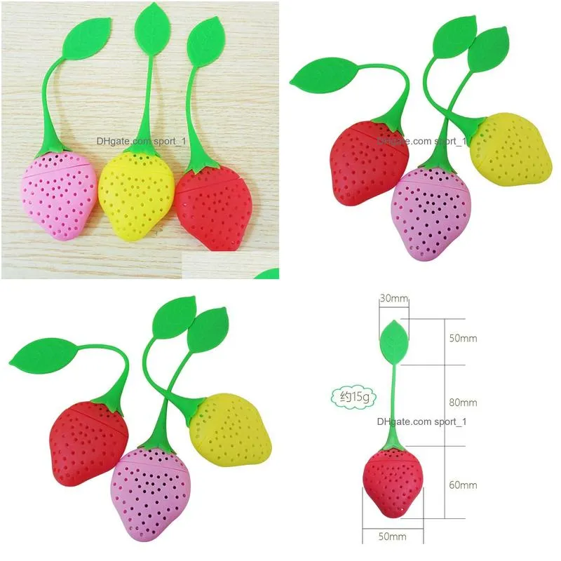 silicone tea strainers creative strawberry shape teas infuser home coffee vanilla spice filter diffuser reusable