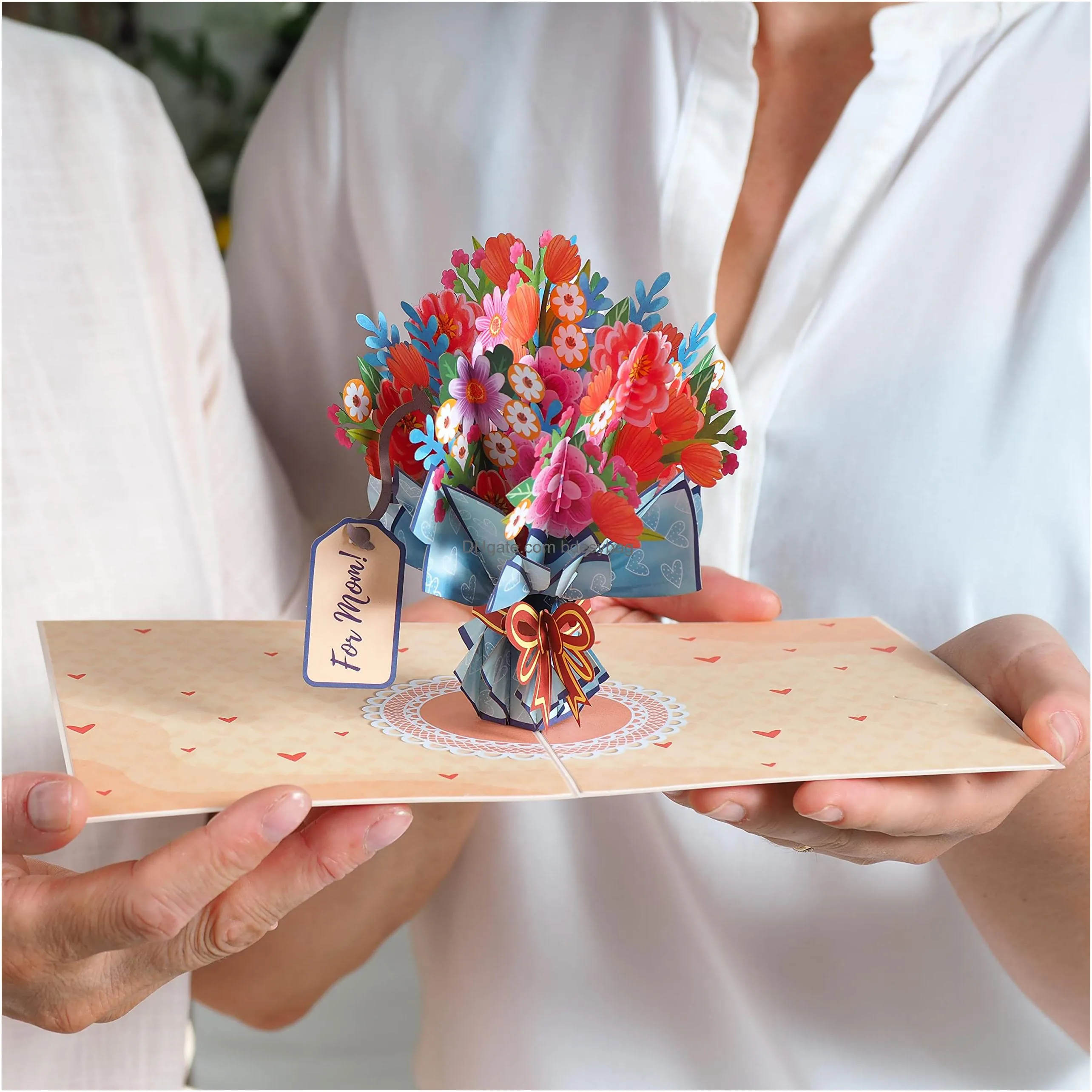 3d  up mothers day card mom flower bouquet for mother wife anyone 5 x 7 cover includes envelope and note tag
