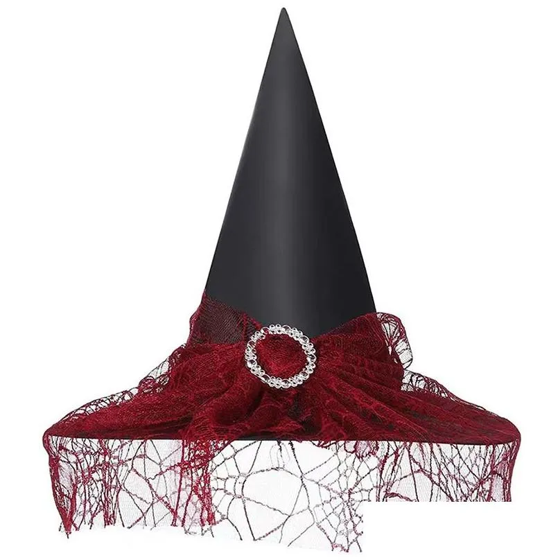 halloween witch hat mesh festive decoration hats adult children costume party props cap