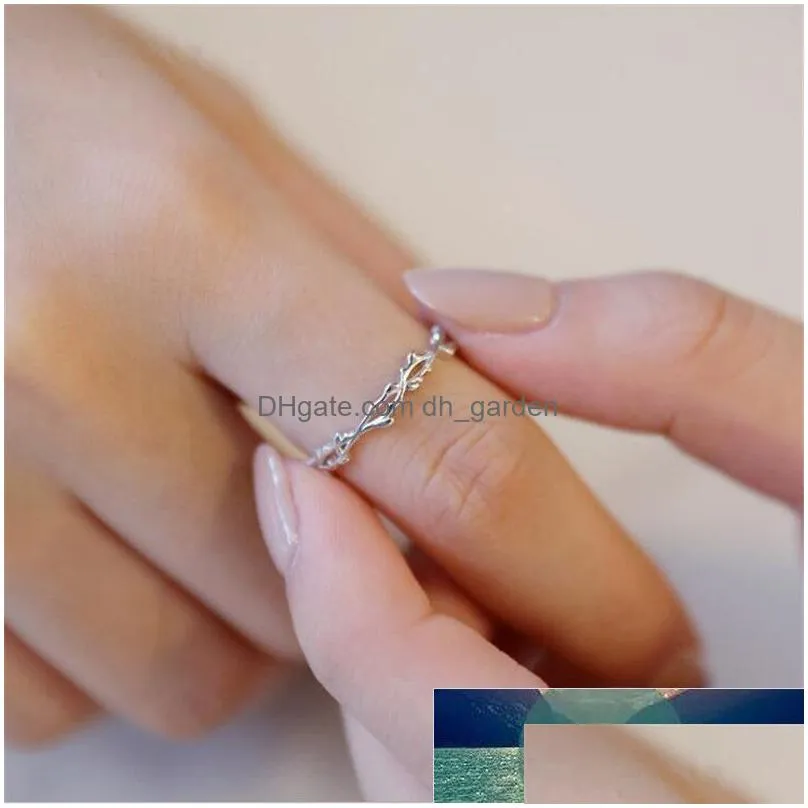 new simple twig thorn leaf 925 sterling silver jewelry not allergic popular branch exquisite women opening rings r127 factory price expert design quality