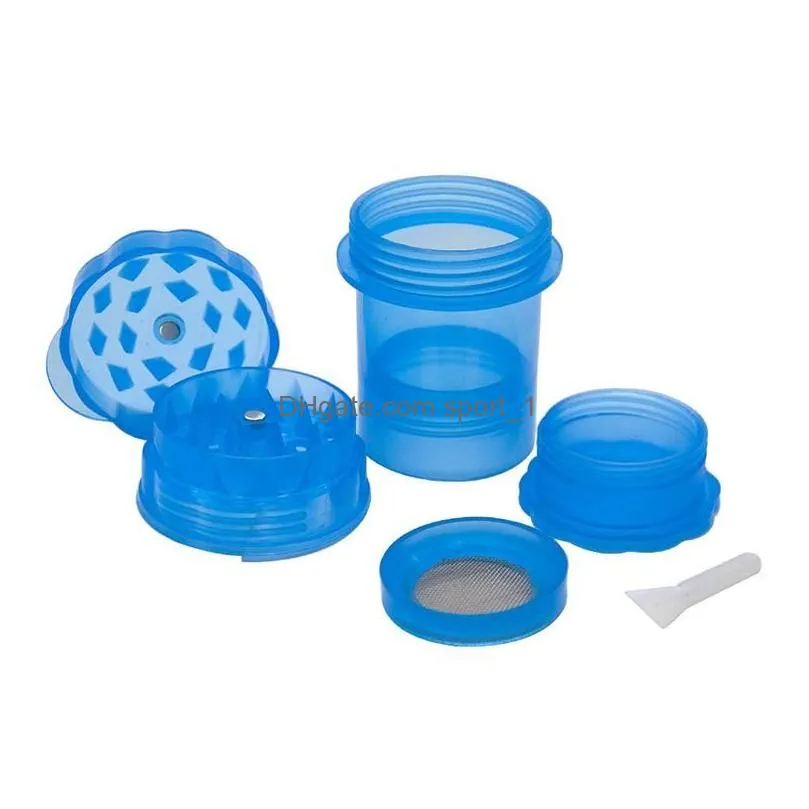 plastic herbal grinder crusher mills spice grinders tobacco storage box lightweight mini portable sealed jar 7 colors