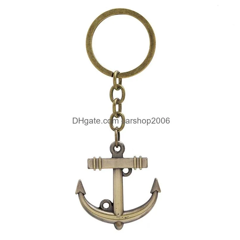 bronze sailboat keychain vintage anchor pendant keychains personalized gift key chain fashion accessory keyring