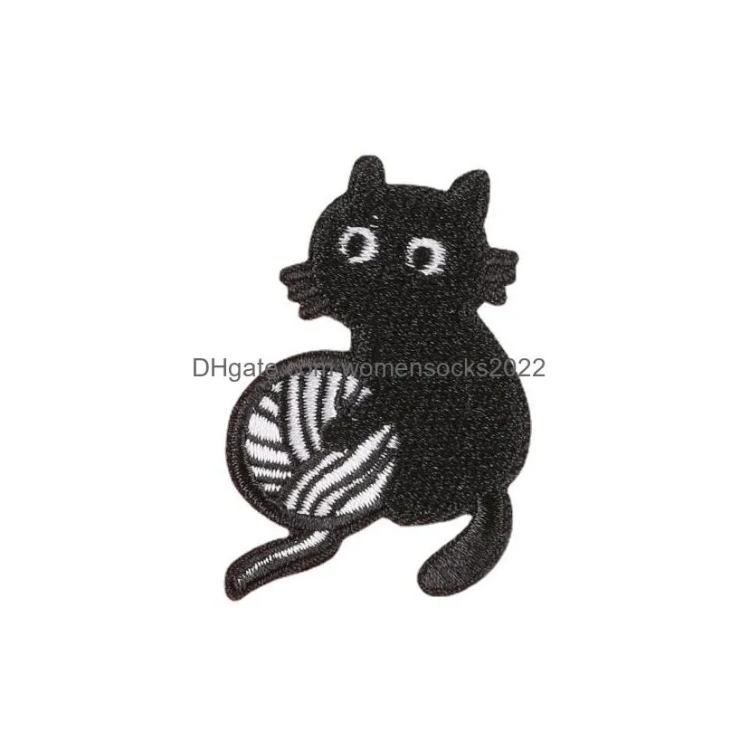 notions iron on various black cartoon cates embroidered badge sew on appliques diy accesories for clothing jeans jackets