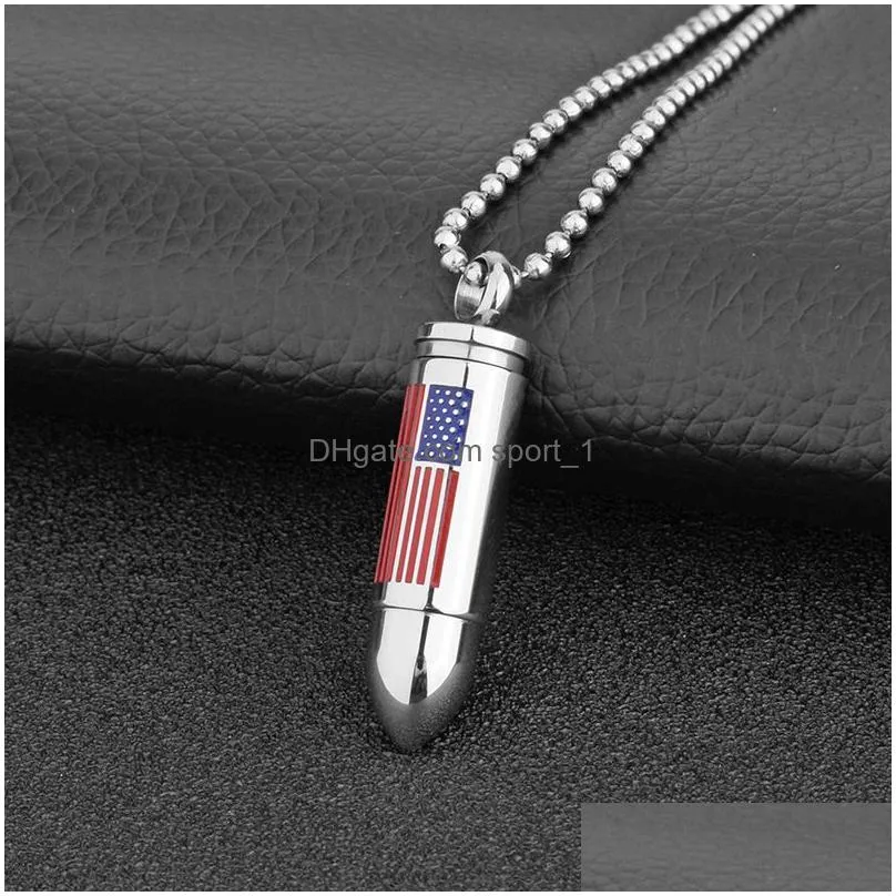 us american flag pendant necklace personalized mens stainless steel bullet necklace fashion accessories without chain