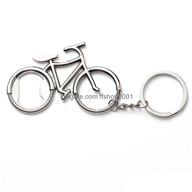 bicycle bottle opener keychain metal corkscrew key chain keyring kitchen tools