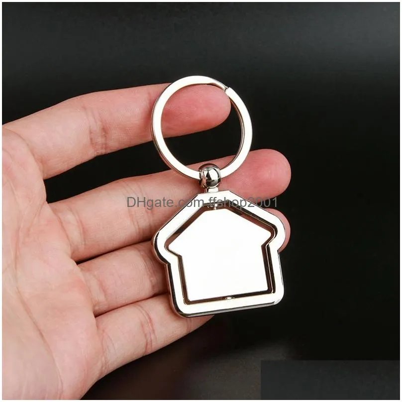 personalized house keychain pendant 360 degree rotation key chain cross keychains metal keyring custom logo