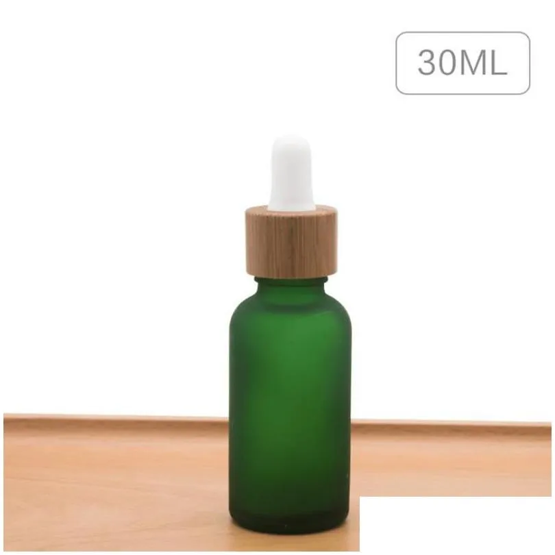 30ml glass dropper bottle bamboo ring frosted essential oil bottles travel portable cosmetic empty bottling