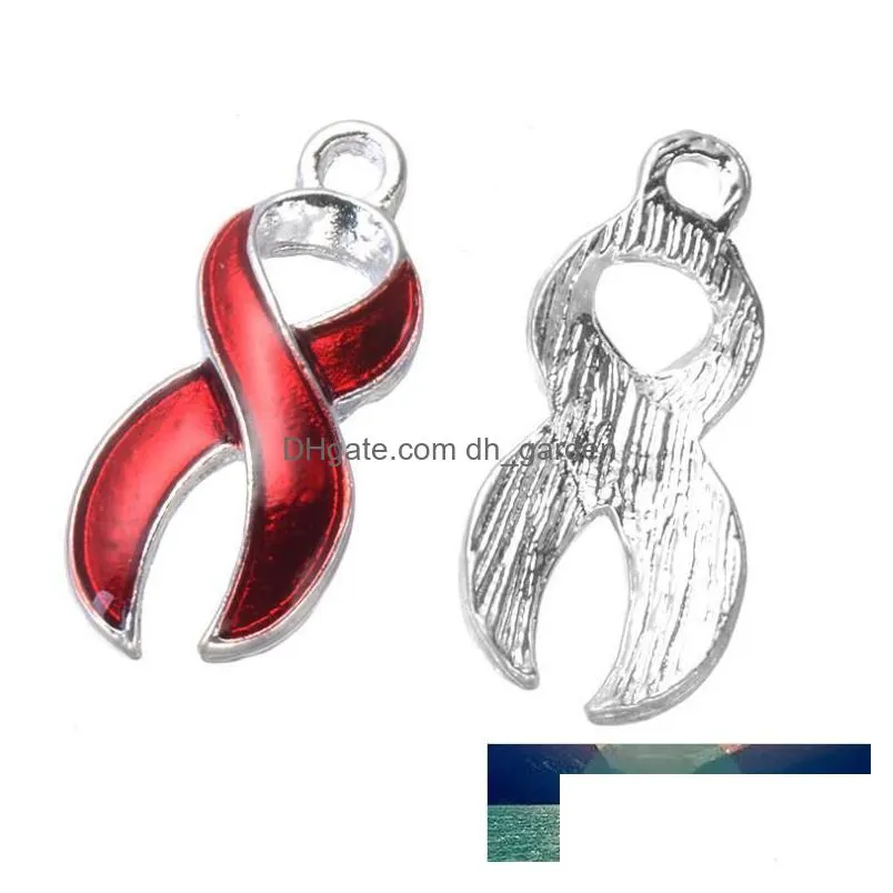 10pcs/lot silver plated enamel hope ribbon cancer charms pendants for jewelry making diy handmade craft accessories 19x6mm factory price expert design