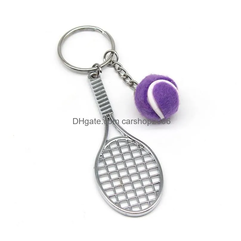 tennis keychain mini metal sports keychain bag decoration key chain craft keyring gift