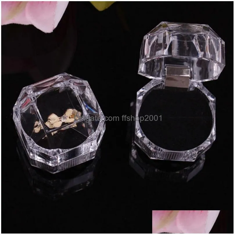 valentines day ring box transparent jewelry stand acrylic necklace earring jewelry boxes 4x4cm
