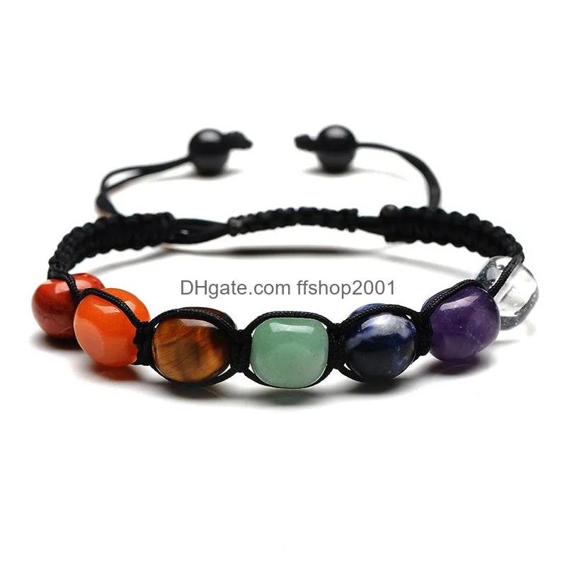natural crystal stone bracelet strands color chakra stones fashion braided bracelets palm reiki healing yoga power gem