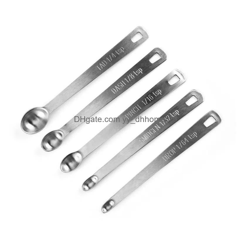 mini stainless steel measuring spoons tools household kitchen seasoning spoon scoop keychain pendant hanging baking tool