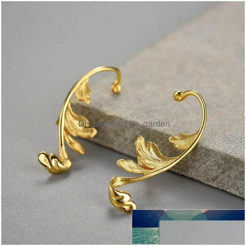 lotus fun luxury 925 sterling silver classical pattern acanthus leaf unusual design stud earrings for women 18k gold jewelry new factory price expert design