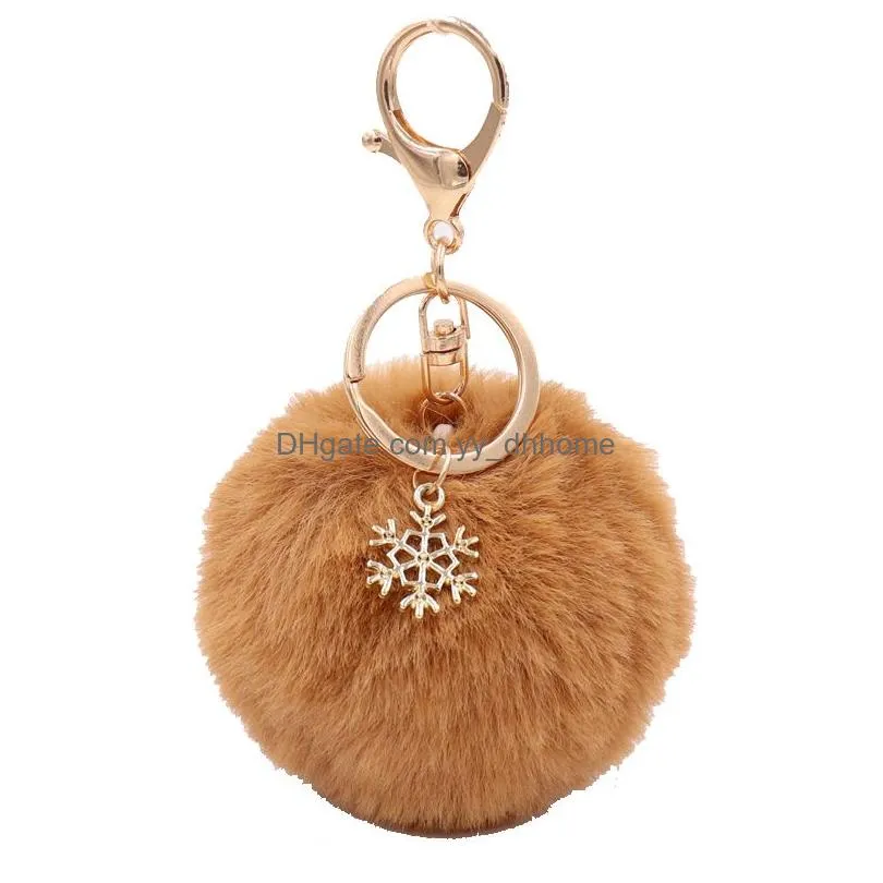 fashion snowflake plush keychain pendant luggage decoration jewelry key chain christmas gift keyring