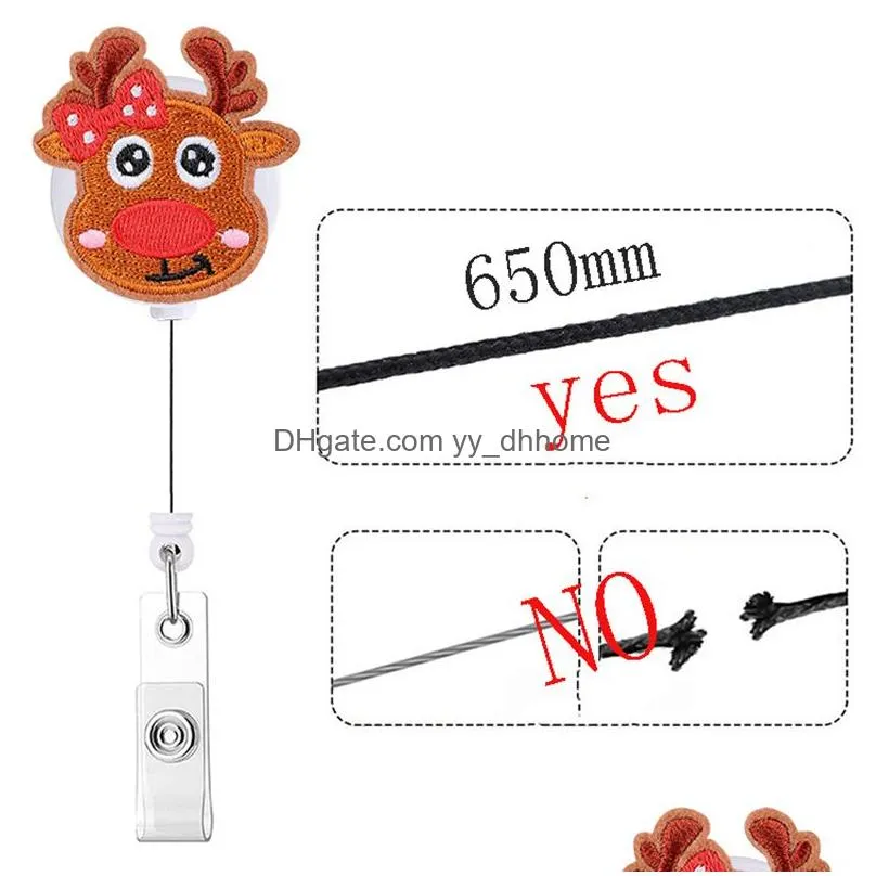 christmas decoration badge keychain party gift retractable pull cartoon id badges holder with clip office supplies