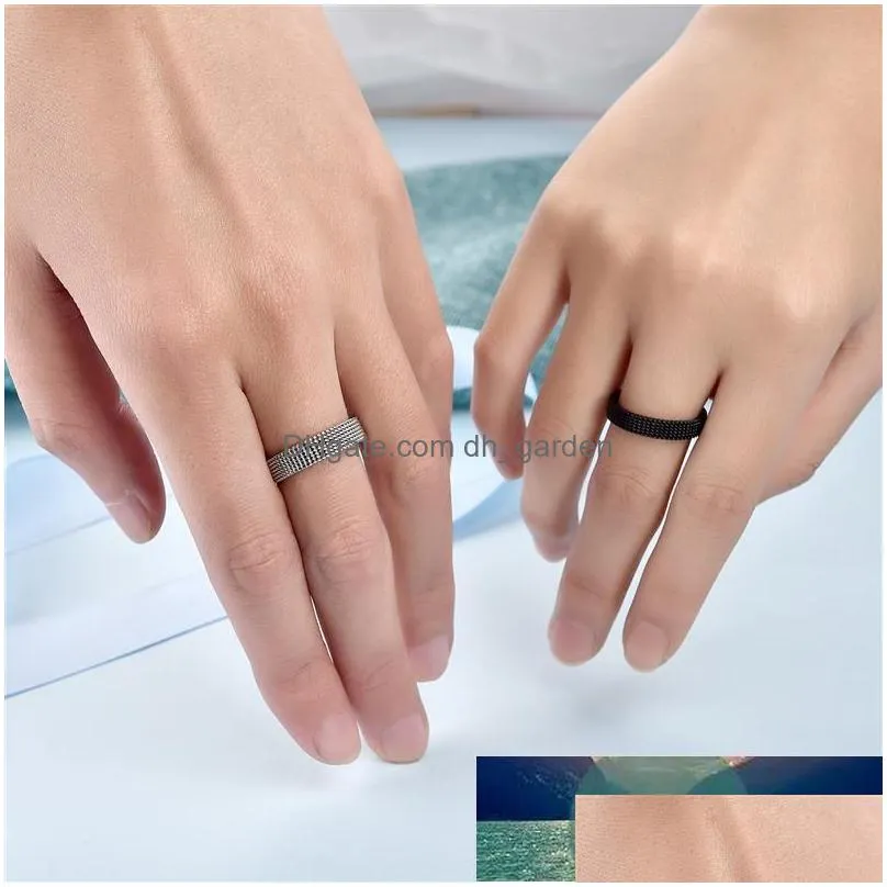 stainless steel mesh flexible ring for men women gift delicate uni couple jewelry hiphop punk simple plain wedding band rings factory price expert design