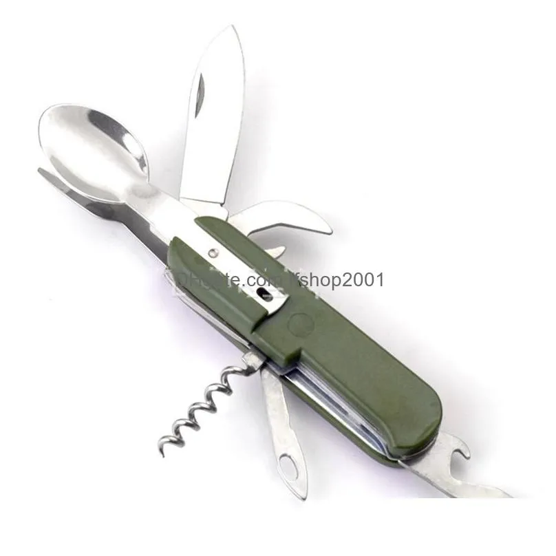 outdoor folding tableware detachable spoon table knife and fork bottle opener portable multifunctional camping dinnerware