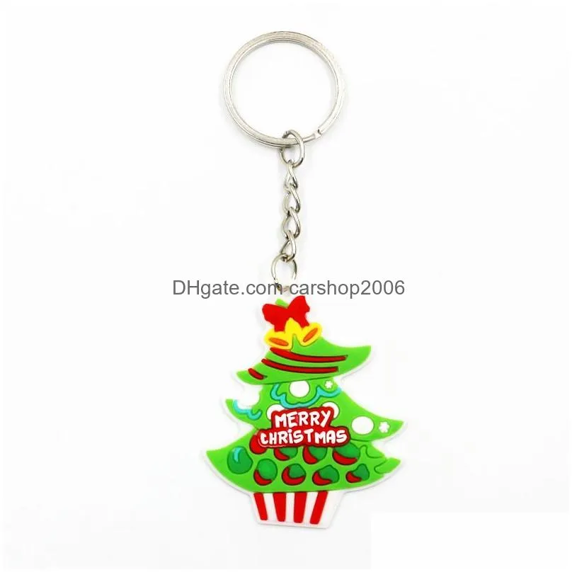 christmas keychain pendant santa snowman elk cartoon pvc keychains keyring christmas gift key chain