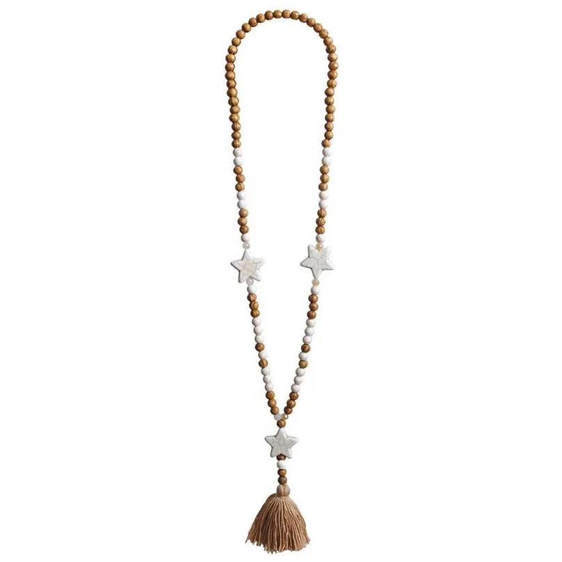 wooden beadeds tassel necklace natural crystal pendant necklace beaded necklaces ladies fashion accessories