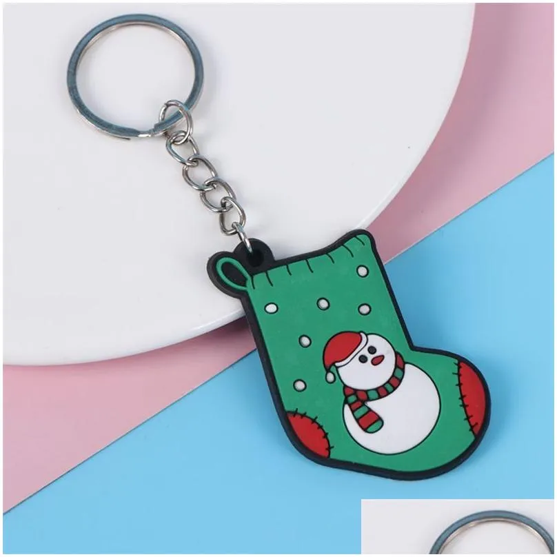 pvc christmas keychain couple cartoon keychains luggage decoration key chain xmas gift keyring