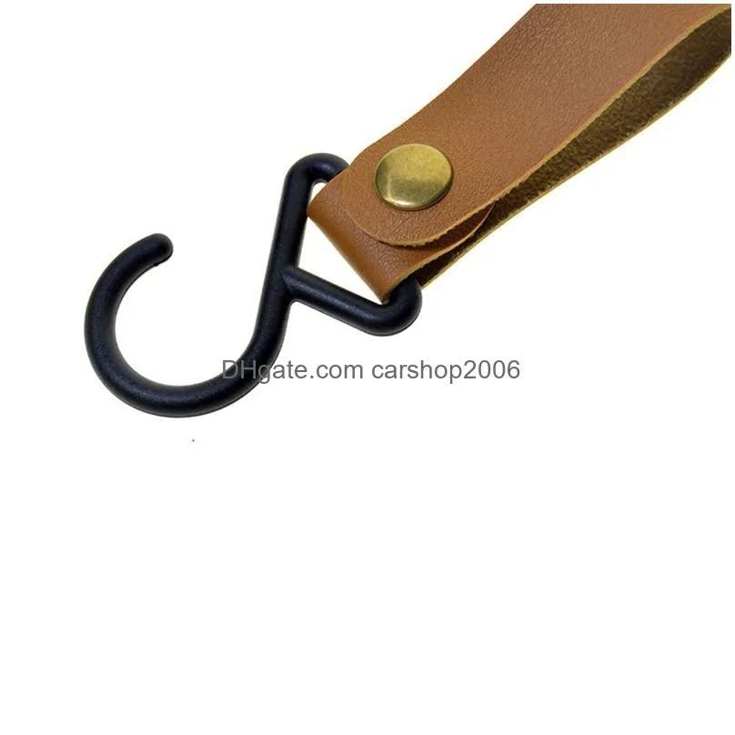 multifunctional kitchen hook portable outdoor camping drying rack leather keychain 8 colors