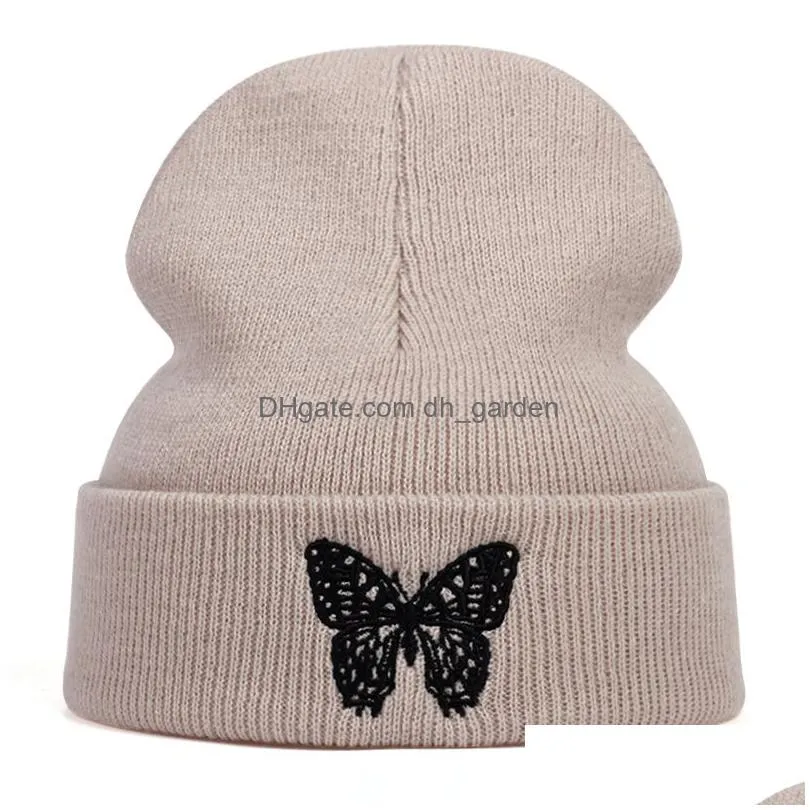 butterfly embroidery beanie hat new uni winter hats women men solid autumn beanies knitted hats skullcap hip hop wool hats factory price expert design