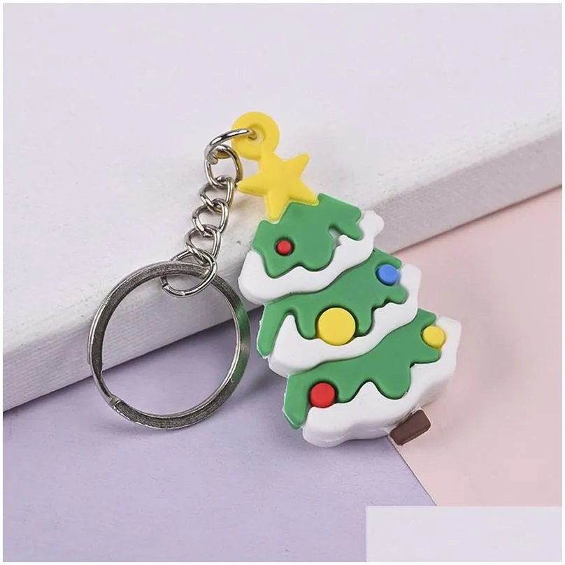 pvc cartoon keychain snowman elk keyring xmas gift key chain christmas keychains pendant