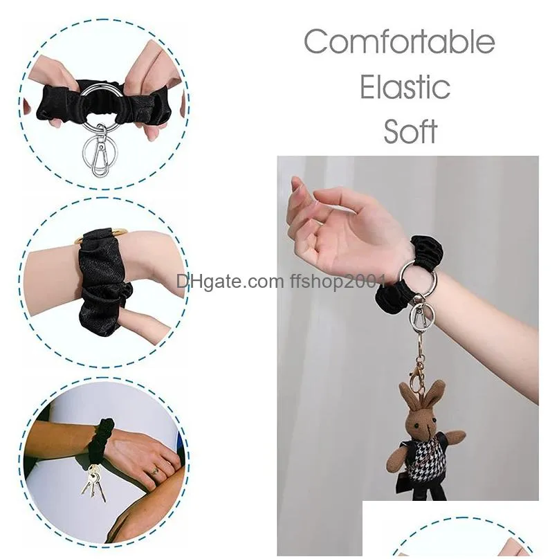 leopard wrist keychain pendant multifunctional keychains hair ring elastic headband bracelet key chain keyring