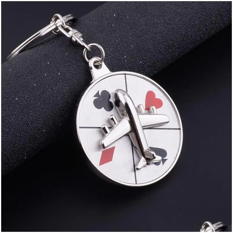 creative compass keychain rotating aircraft pendant metal keychain promotional gift keyring key chain