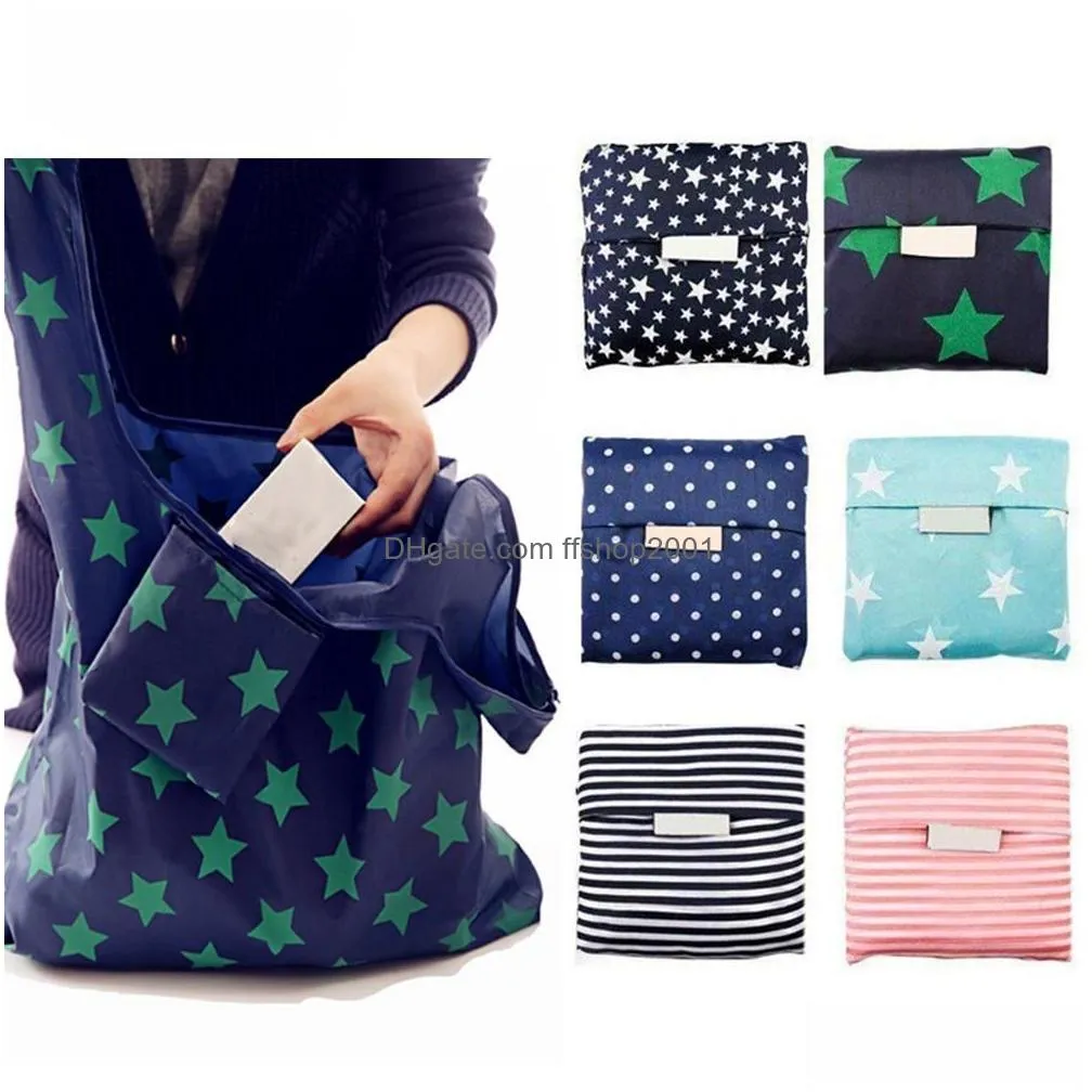 portable folding shopping bag fashion environmental protection oxford cloth five pointed star waterproof tote bags 6 colors