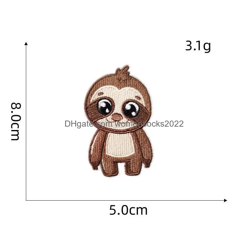 sloth embroideredes sewing notions cute animal iron on applique repair diy crafts gifts for kids clothing jacket backpack shoes