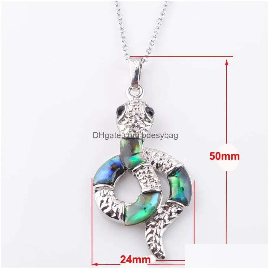 natural colourful  abalone shell pearl pendant necklace snake beads women men charms reiki jewelry n3647