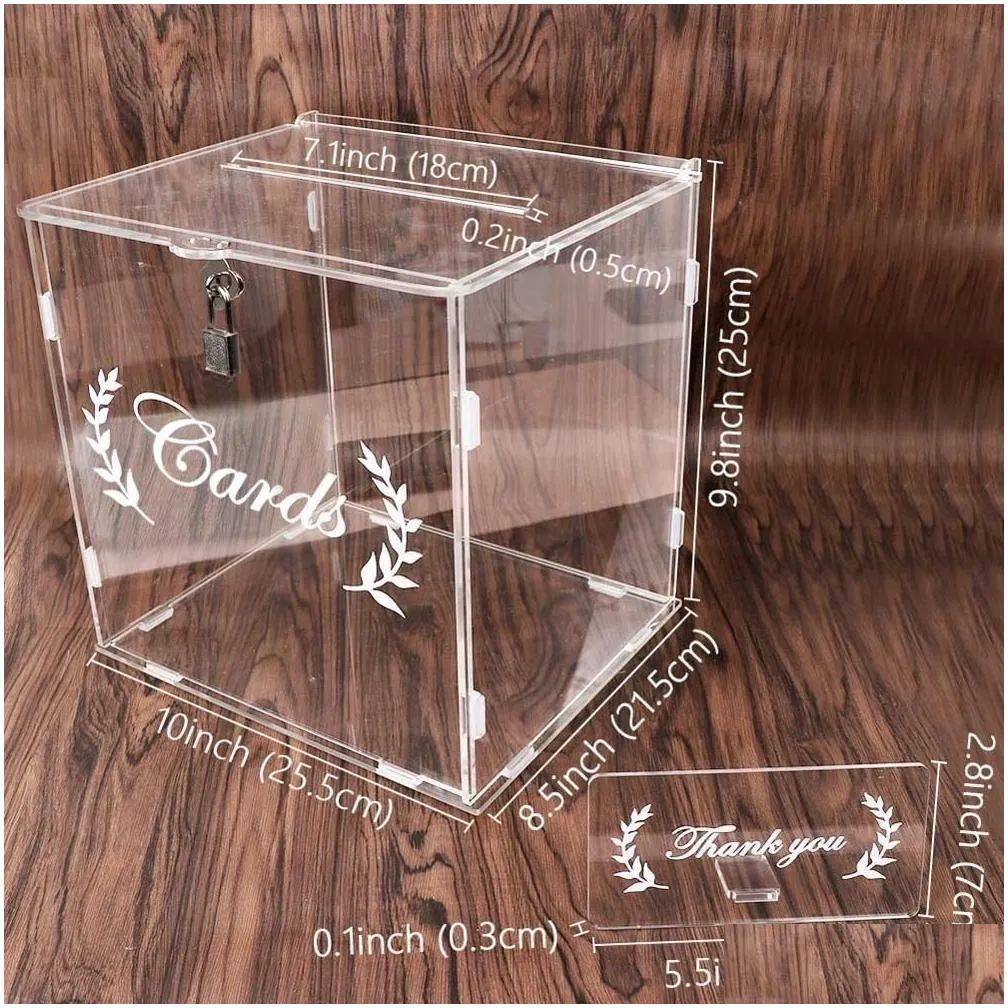 other event party supplies ourwarm clear acrylic wedding card box with lock and sign for reception security money birthday baby shower