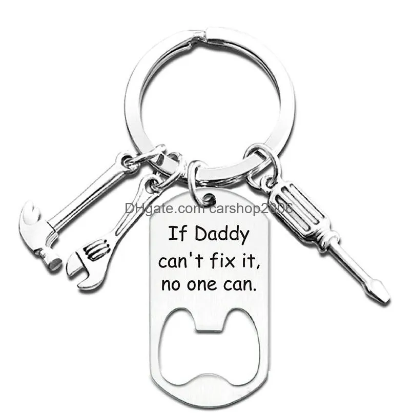 personalized bottle opener keychain pendant hammer wrench tool metal key chain fathers day gift