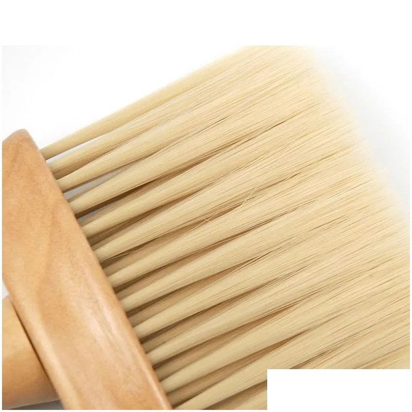 wooden hair cleaning brushes professional soft neck duster brush barber salon accessory tool