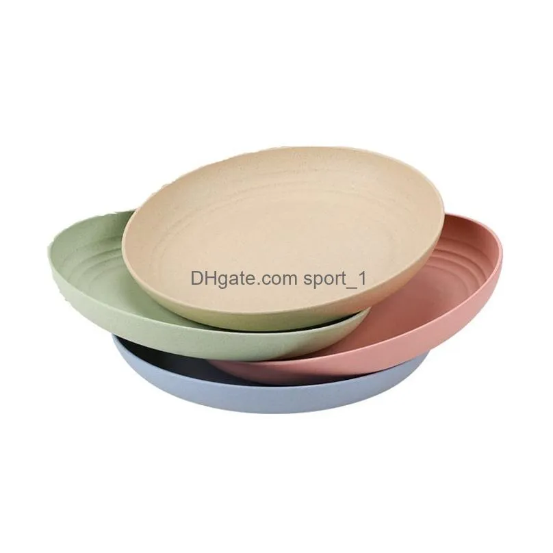 natural wheat straw dishes plate healthy tableware cutlery household kitchen plastic fruit plate 23cm