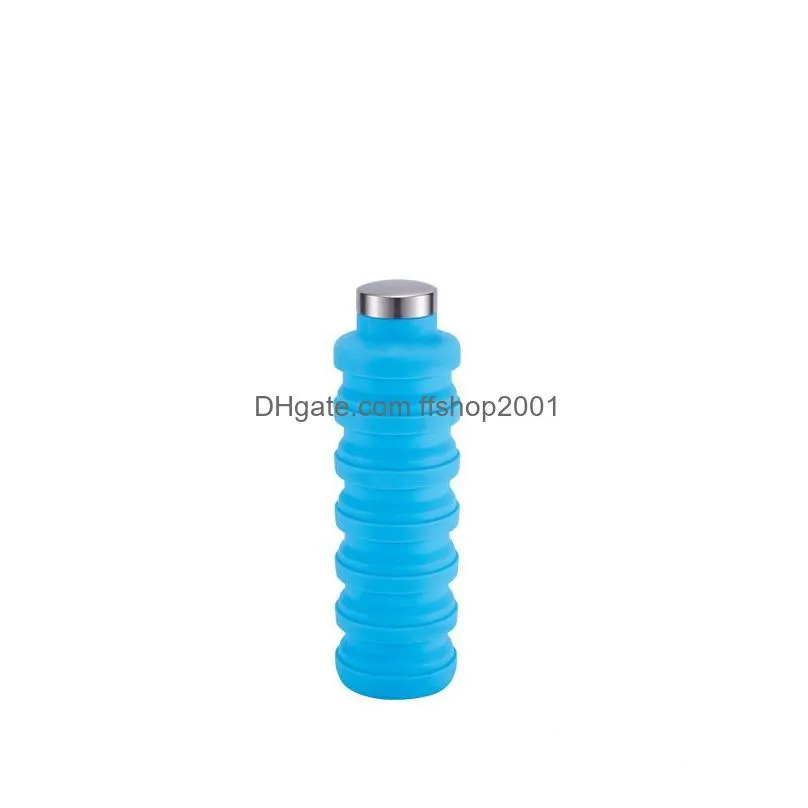 500ml portable water bottle silicone folding cup outdoor carabiner camping drink cups