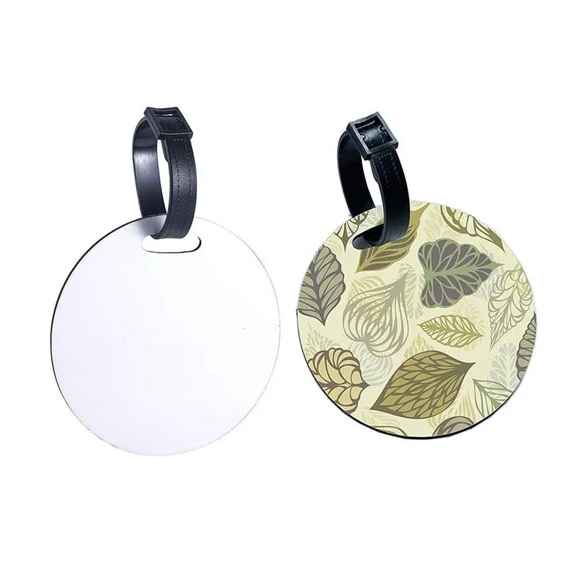 round sublimation blank luggage tag keychain wooden double sided heat transfer card ring buckle diy gift supplies