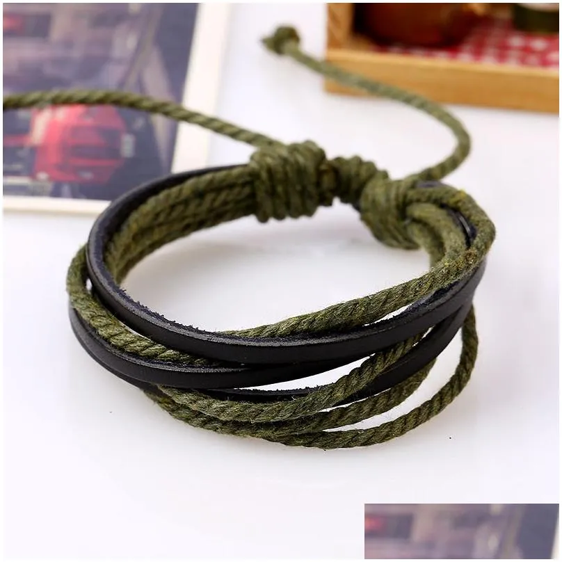 leather hand woven bracelet british style mens and womens jewelry fashion versatile leathe fb066 mix order 20 pieces a lot charm
