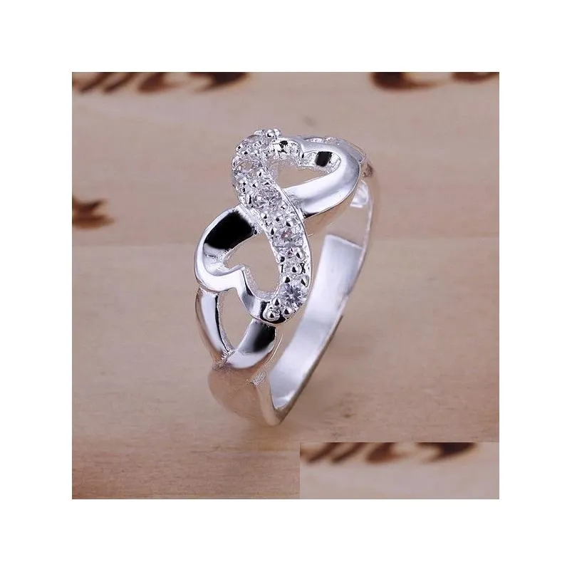 gift inlay stone word sterling silver ring gr049 womens white gemstone 925 silver wedding rings