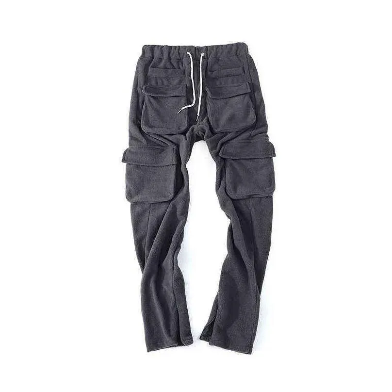 fall winter streetwear mens cargo pants pockets sweat pant casual trousers mens jogging pants sweatpants h1223